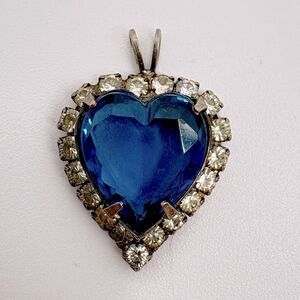 Vintage Blue Heart of the ocean (titanic) Pendant with Silver Accents